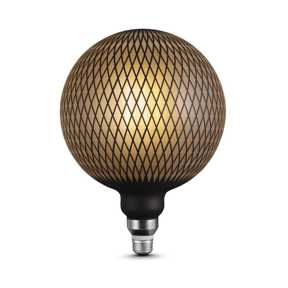 Globe Electric Moderna 40-Watt Equivalent E26 Base G200 Shape Luxury Oversized Frosted LED Filament Light Bulb Black Diamond Design 35677