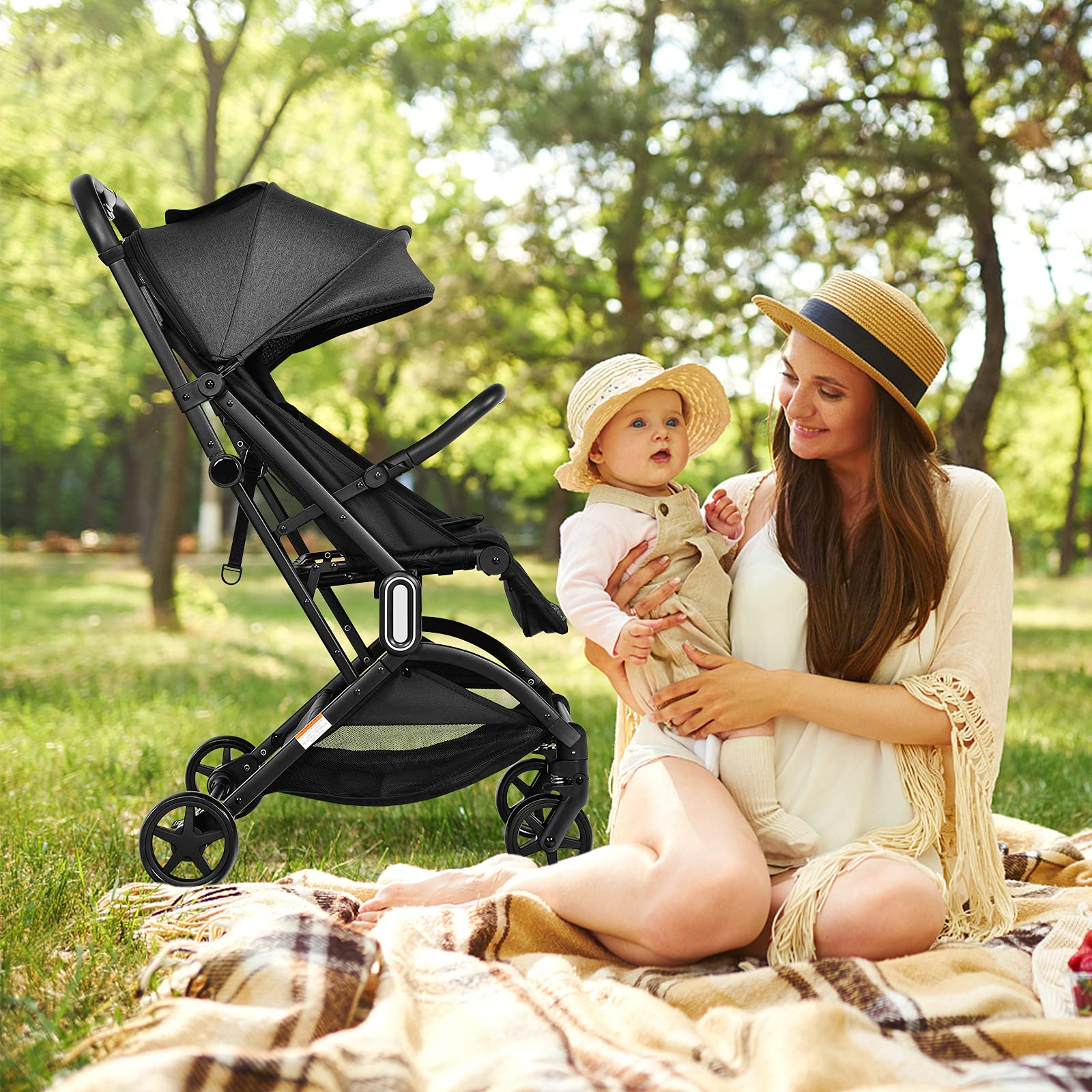 BABY JOY Lightweight Baby Stroller, Infant Stroller w/Easy One-Hand Fold, Adjustable Backrest/Footrest/Canopy