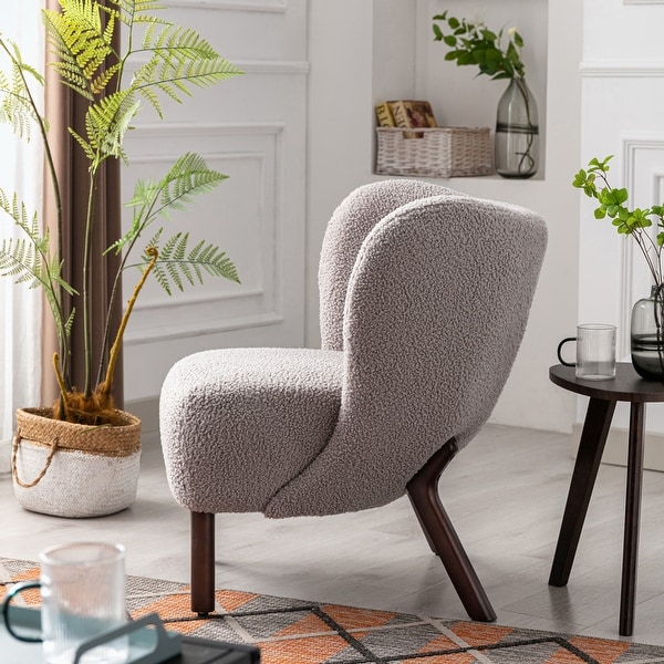 Modern Accent Chair with Solid Wood Legs