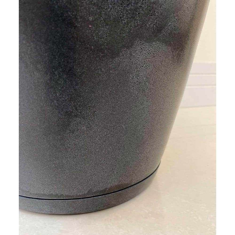 FLORIDIS Amsterdan Medium Black Marble Effect Plastic Resin Indoor and Outdoor Planter Bowl 10.16.0546