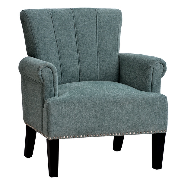 Modern Polyester Accent Chair， Tufted Armchair with Rivet for Living Room Bedroom