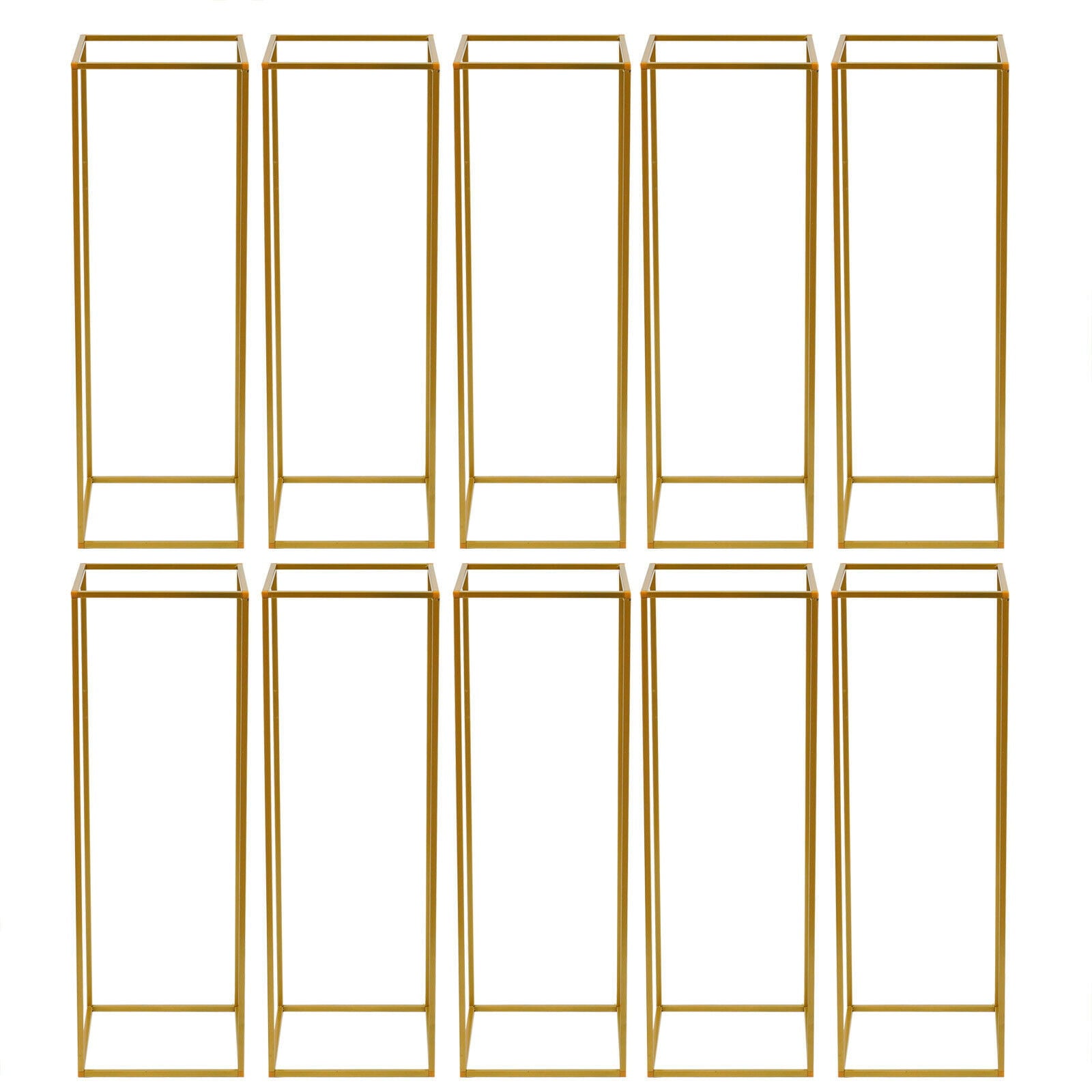 Anqidi Wedding Flower Stand Set, 10Pcs Rectangle Gold Metal Column Rack Wedding Prop Decor Balloon Display Holder (80cm)