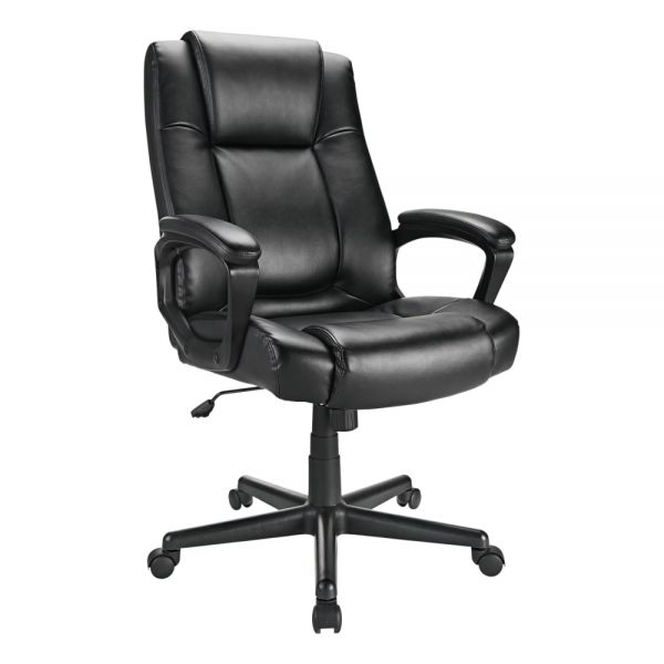 Hurston Bonded Leather High-Back Executive Chair， Black， BIFMA Certified