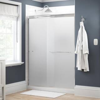 Delta Simplicity 60 in. x 70 in. Semi-Frameless Traditional Sliding Shower Door in Chrome with Frosted Glass 1118524