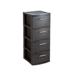 MQ 4-Drawer 31.5 in. H x 15 in. D x 12.6 in. W Resin Storage Cabinet in Espresso 393-WEN