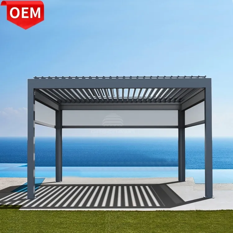 Factory Supplying Modern Motorized Operable Louver Roof Outdoor Adjustable Pergola