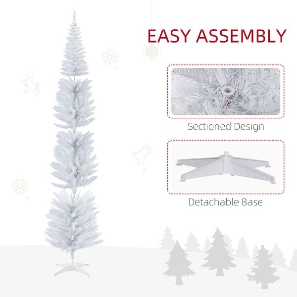 HOMCOM 8' Tall PreLit Slim Noble Fir Artificial Christmas Tree with 300 Warm White LED Lights and 618 Tips