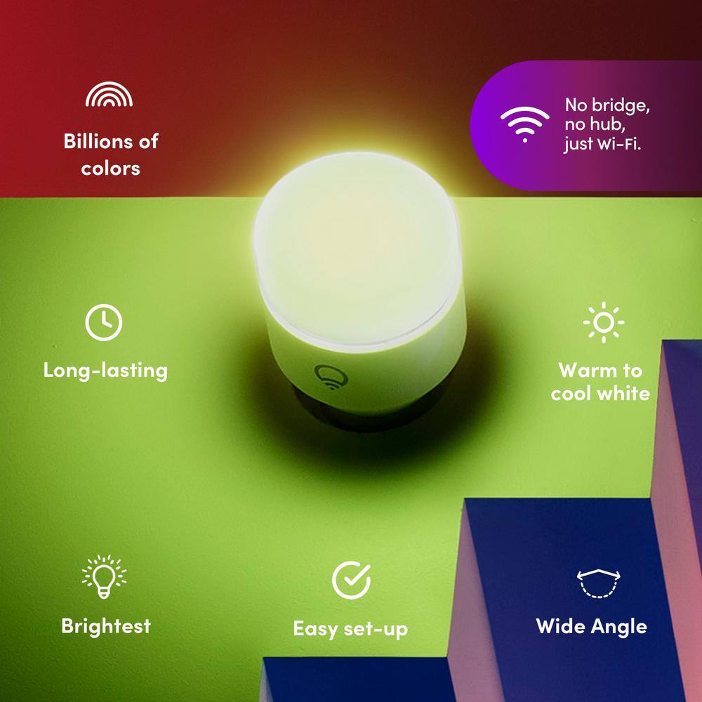 LIFX 75-Watt Equivalent A19 Multi-Color Smart Wi Fi LED Light Bulb Works with AlexaHey GoogleHomeKit Tunable White 2 Pack HB2LHLA19E26US