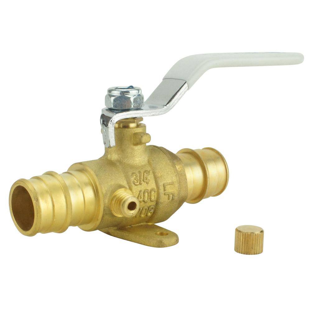 Apollo 34 in. Brass PEX-A Barb Ball Valve with Drain and Mounting Pad EPXV34WD