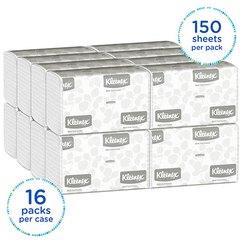 Kimberly-Clark Kleenex Multifold Paper Towels (01890) | Absorbent， White， 16 Packs