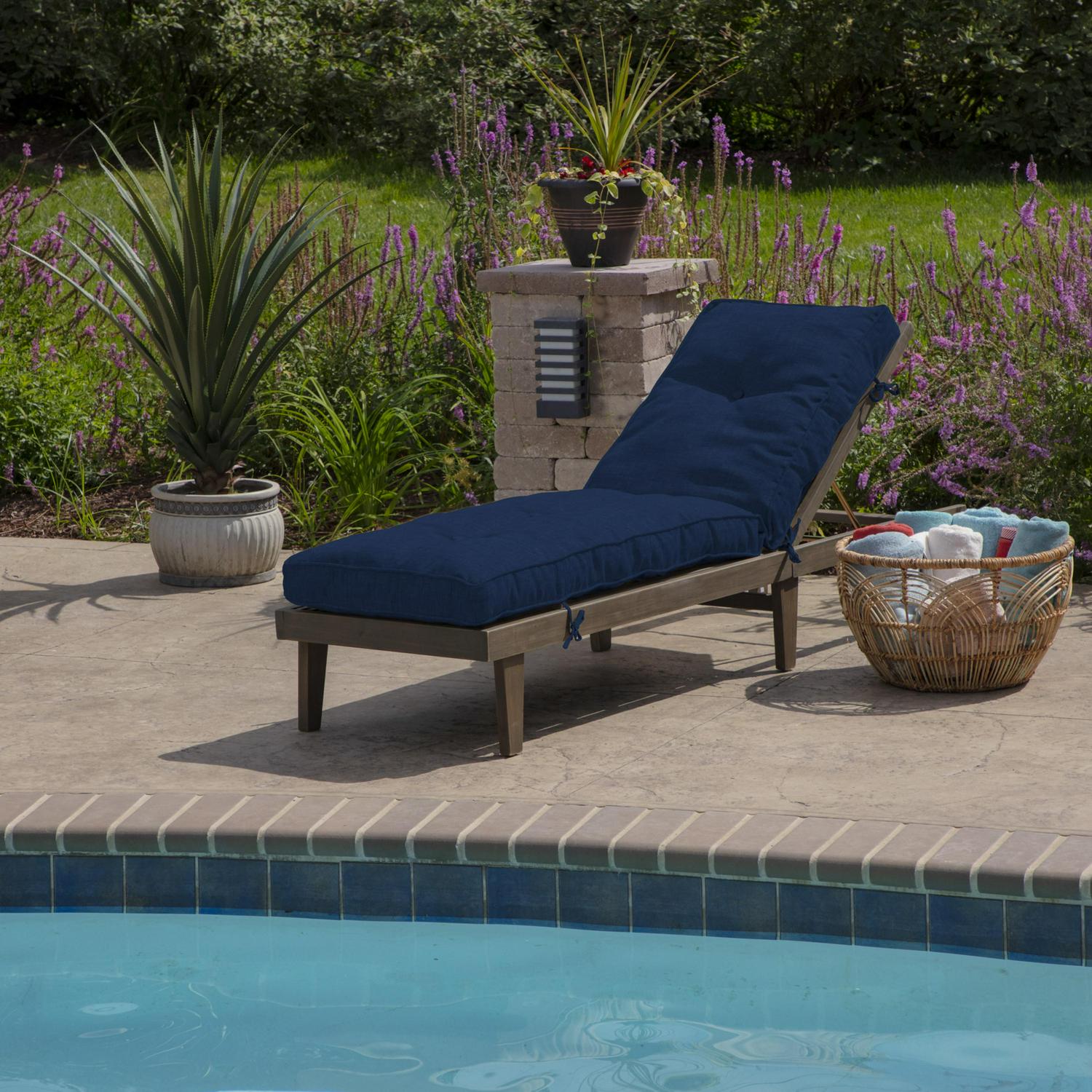 Arden Selections PolyFill Outdoor Chaise Lounge Cushion 76 x 22， Sapphire Blue Leala