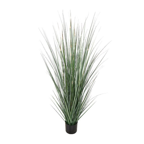 Green Faux Foliage Tall Onion Grass Artificial Plant with Black Plastic Pot