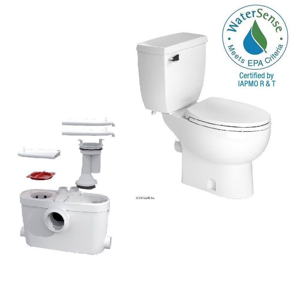 Saniflo SaniAccess3 2-Piece 1.280 GPF Single Flush Elongated Toilet with .5 HP Macerating Pump in White 082.005.087