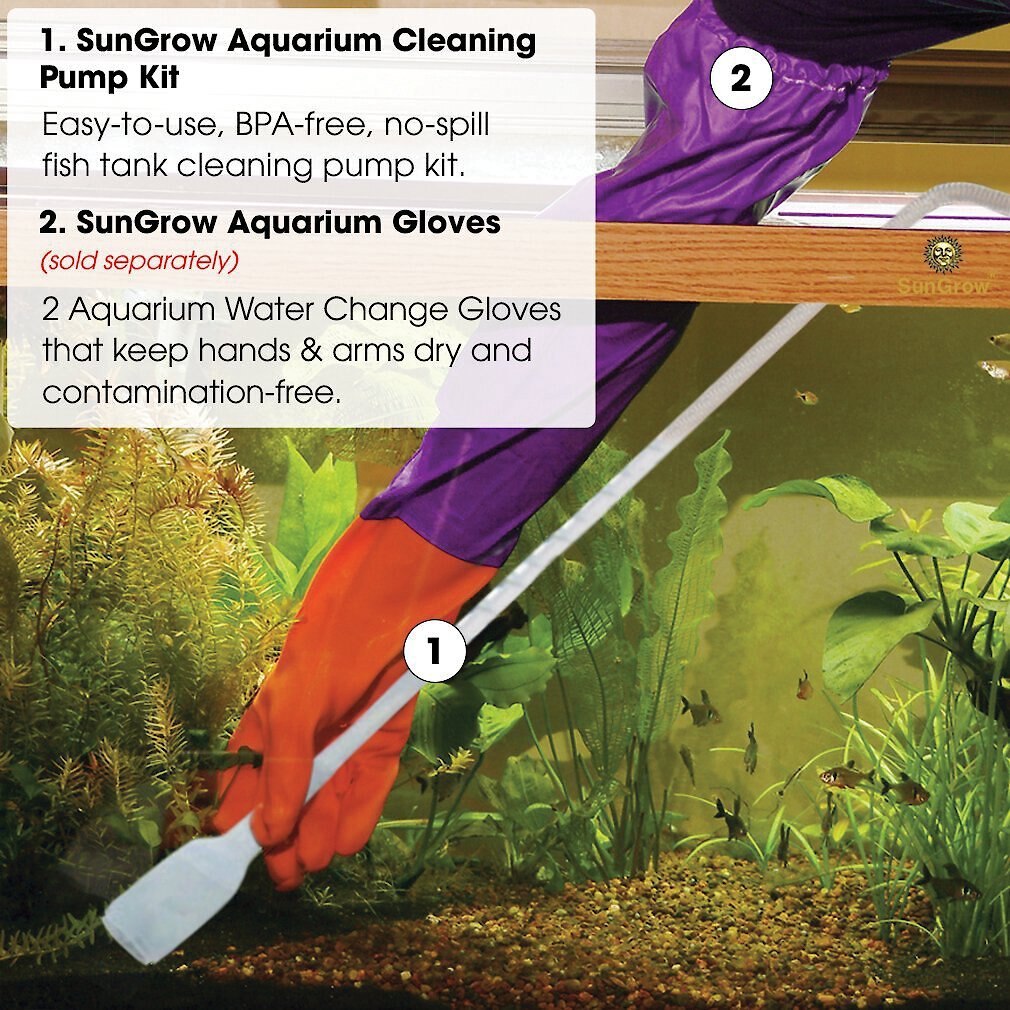 SunGrow Aquarium Siphon Vacuum Cleaner， Gravel Cleaning Tool for Fish and Turtle Tank