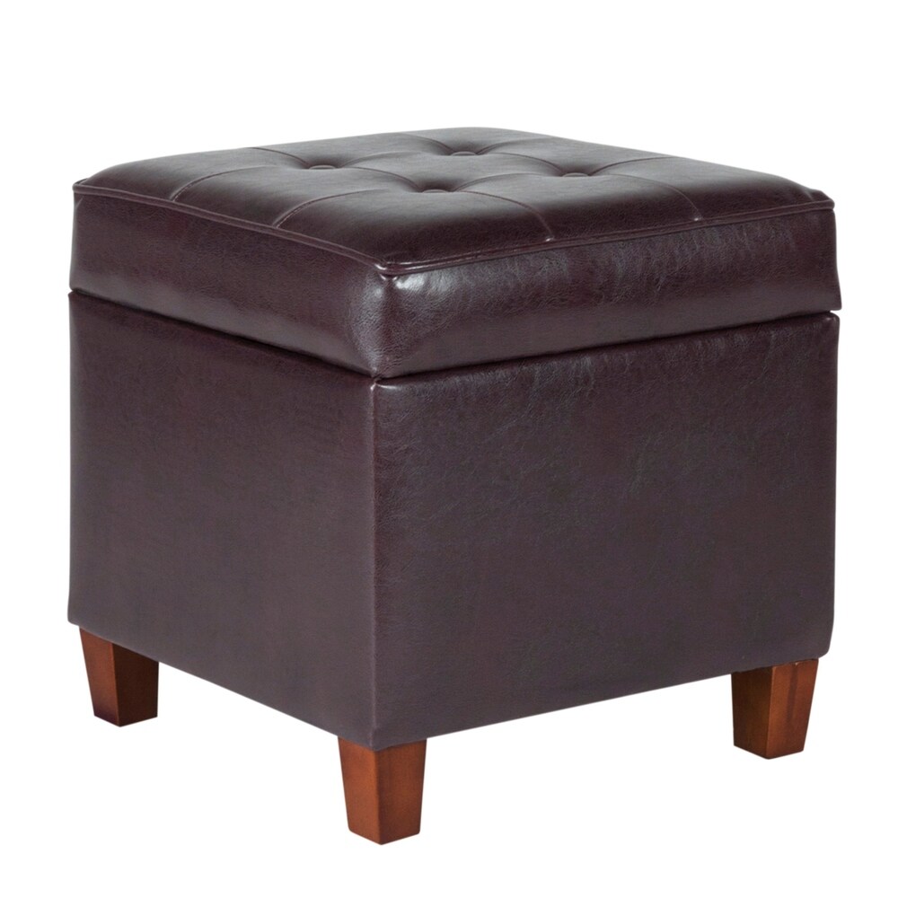 Porch   Den Bittern Square Tufted Faux Leather Storage Ottoman