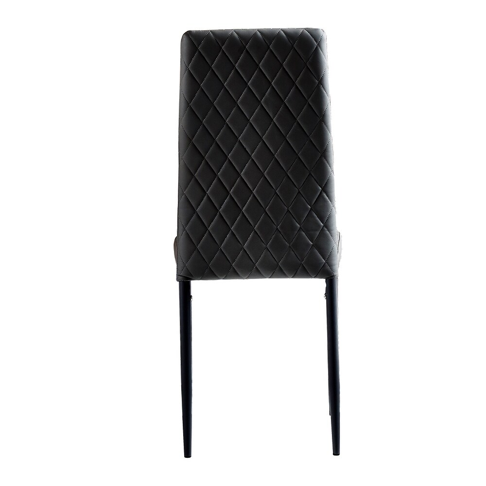 Modern Minimalist Dining Chair Conference Chair with Fireproof Leather and Diamond Grid Pattern  Set of 6