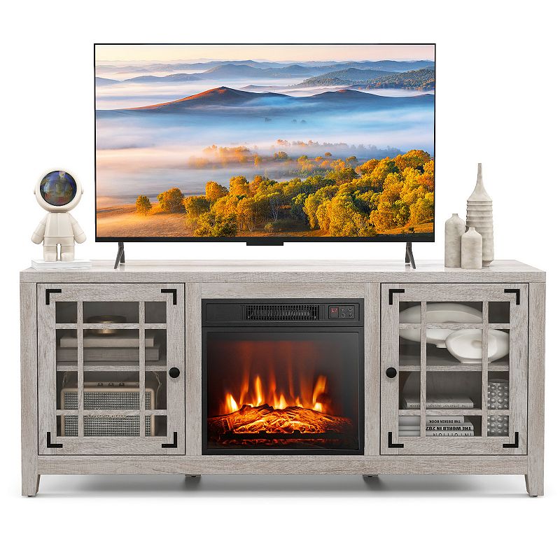 Tv Stand Fireplace With Adjustable Shelves For Tvs Up To 65 Inch