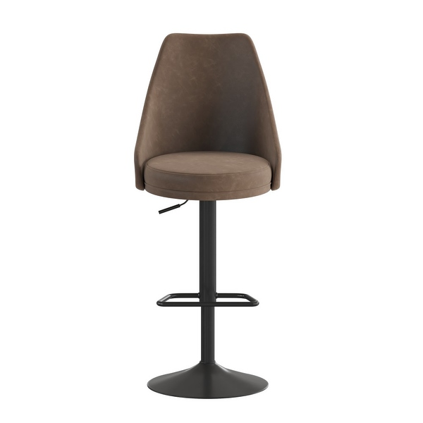 Modern Barrel Seat Adjustable Height Barstool with Steel Frame