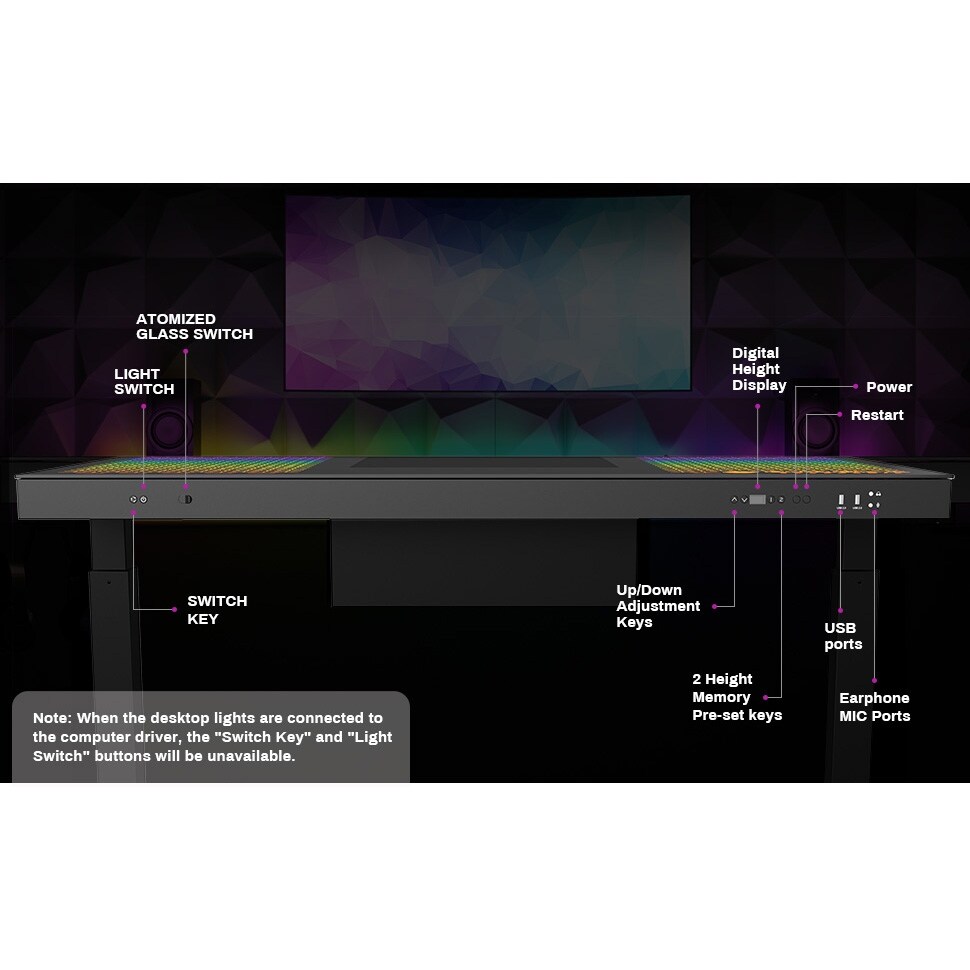 Eureka Ergonomic RGB Gaming Desk Built in PC Case  55\