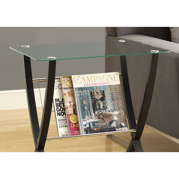 Accent Table Cappuccino With Tempered Glass Everyroom