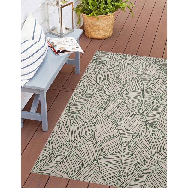 Kendari Washable Outdoor Rug Ivory green Linon