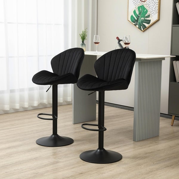 Bar Stools Set of 2 - Adjustable Barstools with Back and Footrest