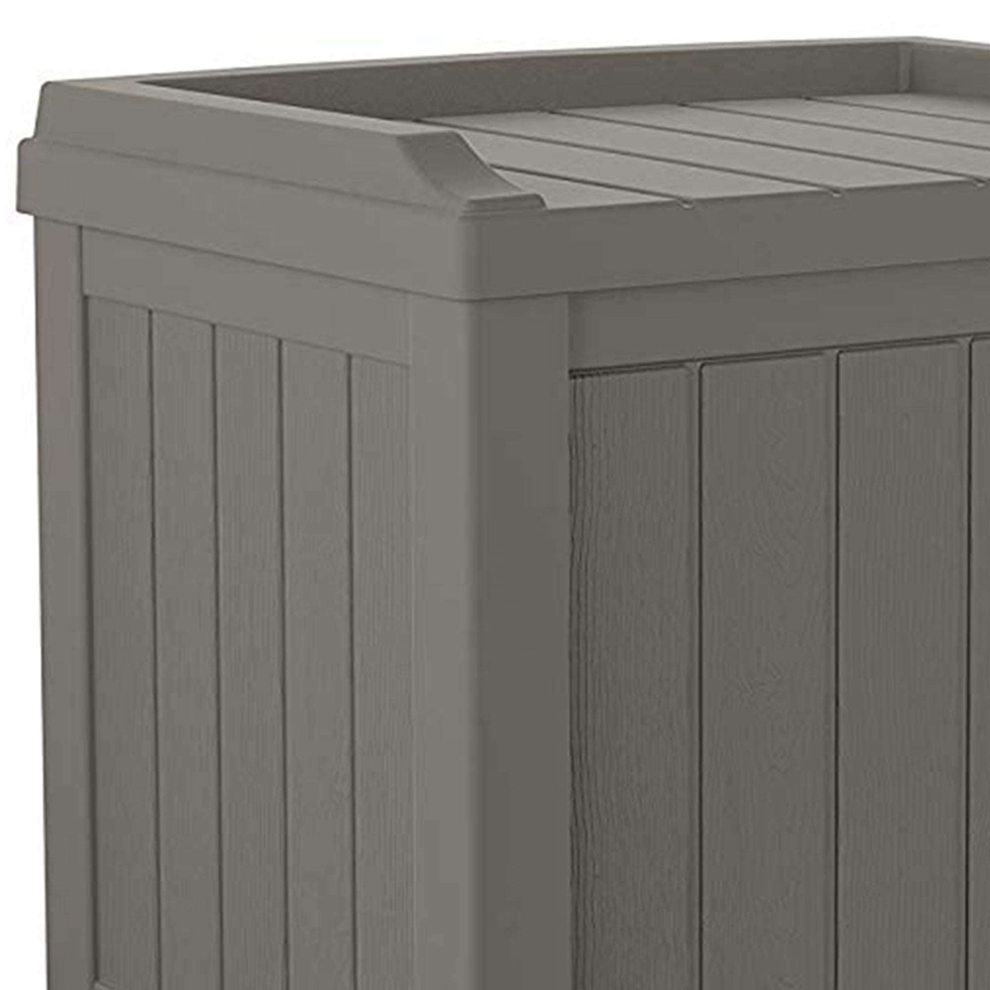 Suncast 22 Gal Outdoor Patio Small Deck Box w/ Storage Seat, Stone (2 Pack)