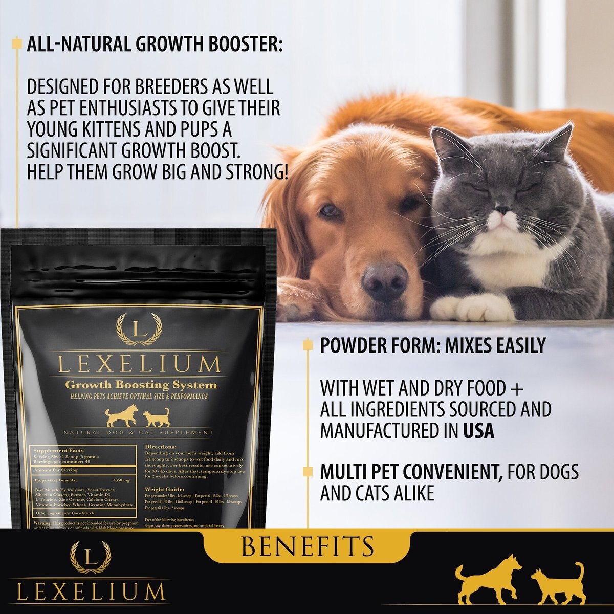 Lexelium Growth Boosting System Dog and Cat Supplement， 7-oz bag