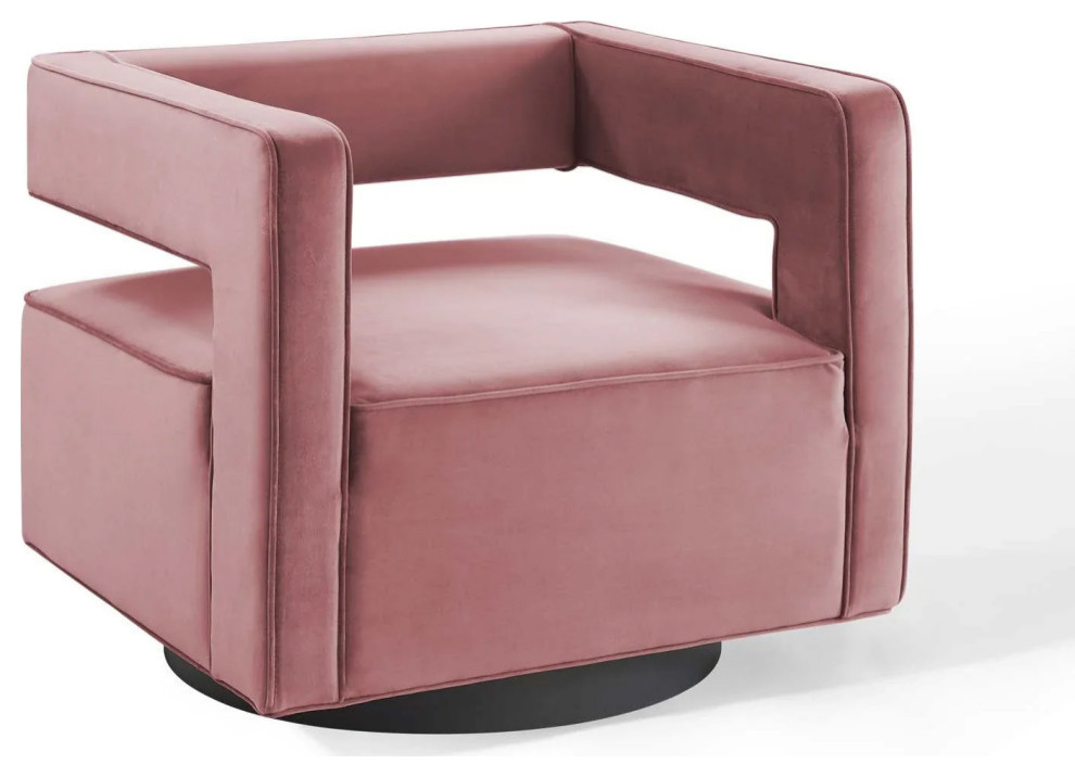 Urban Dusty Rose Performance Velvet Swivel Armchair   Contemporary   Armchairs And Accent Chairs   by Virgil Stanis Design  Houzz