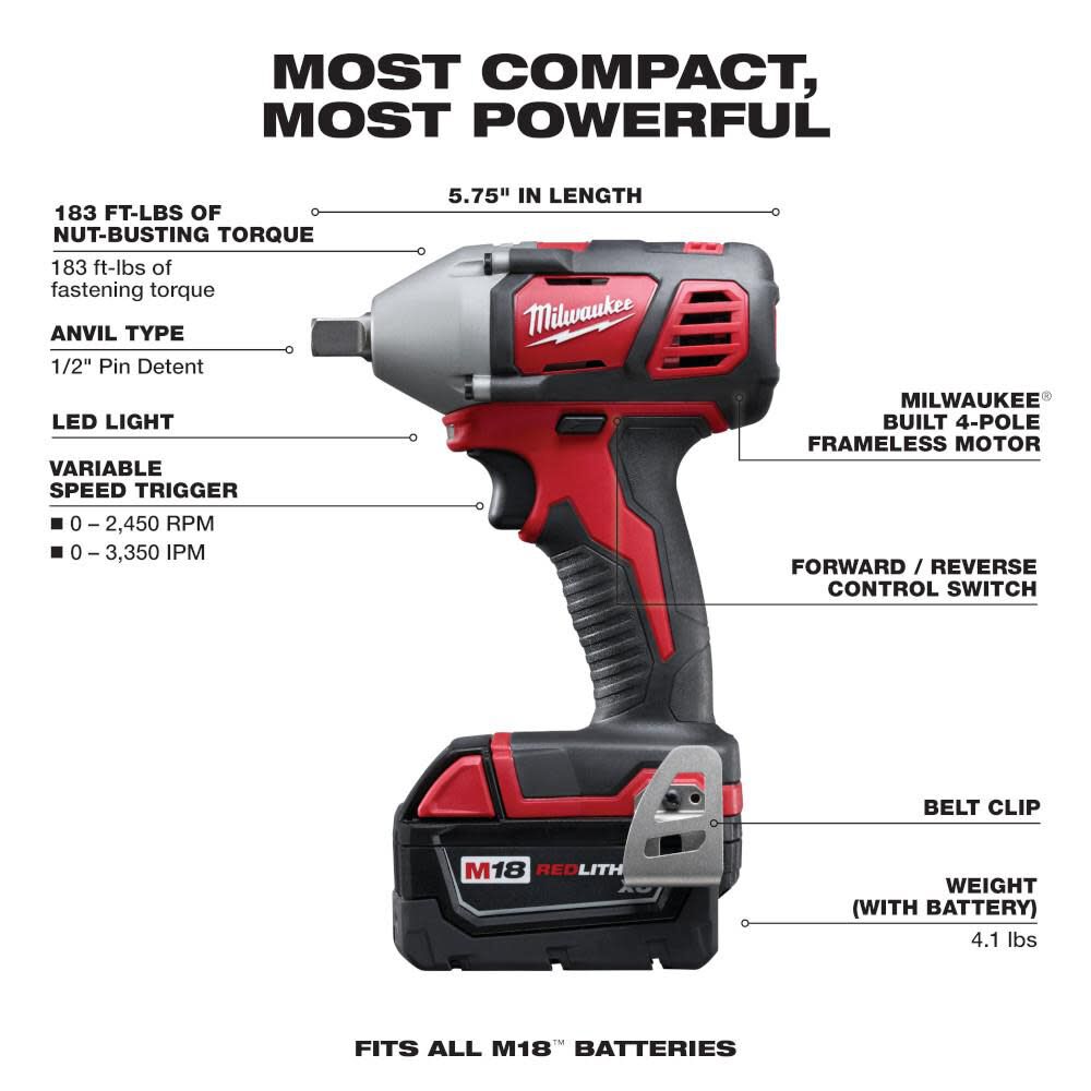 Milwaukee M18 1/2 In. Impact Wrench XC Kit 2659-22 from Milwaukee