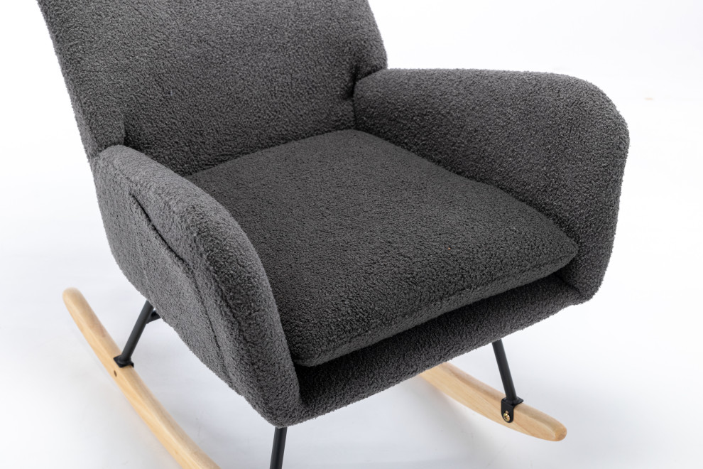 TATEUS 35.5 quotRocking Chair  Soft Teddy Velvet Fabric Rocking Chair   Modern   Rocking Chairs   by TATEUS LLC  Houzz