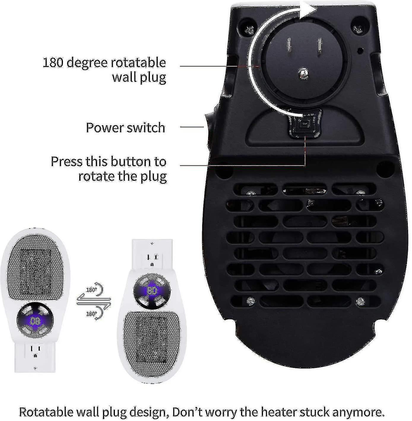 Programmable Space Heater With Led Display Wall Outlet Electric Heater With Adjustable Thermostat And Timer For Home Office Indoor Use 350 Watt Withou