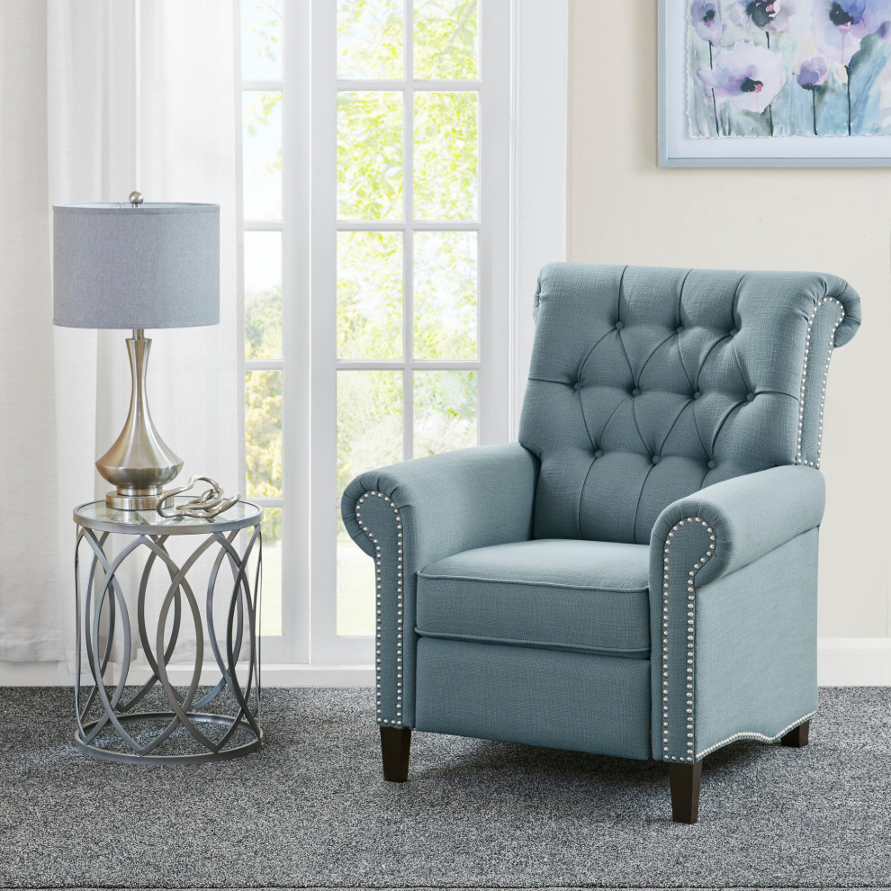 Aidan Rolled Back Push Back Recliner Accent Chair   Transitional   Recliner Chairs   by Olliix  Houzz