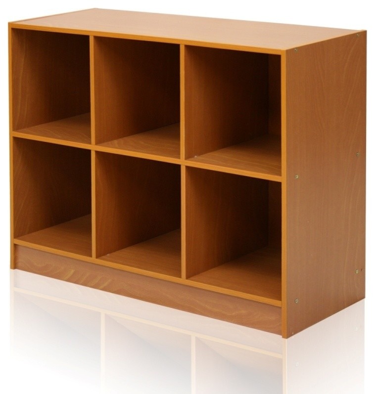 Furinno 99940LC/IV Basic 3x2 Bookcase Storage With Bins  Light Cherry/Ivory   Transitional   Bookcases   by VirVentures  Houzz