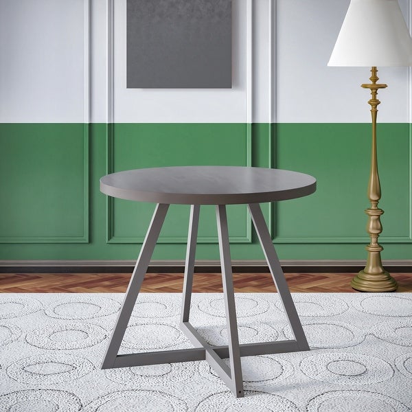 Wood Round Dining Table with X-shape Legs for Small Places， Gray