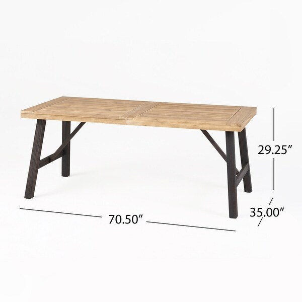 Outdoor Weather Resistant Dining Table with Solid Acacia Wood Tabletop and Slat Panel Design