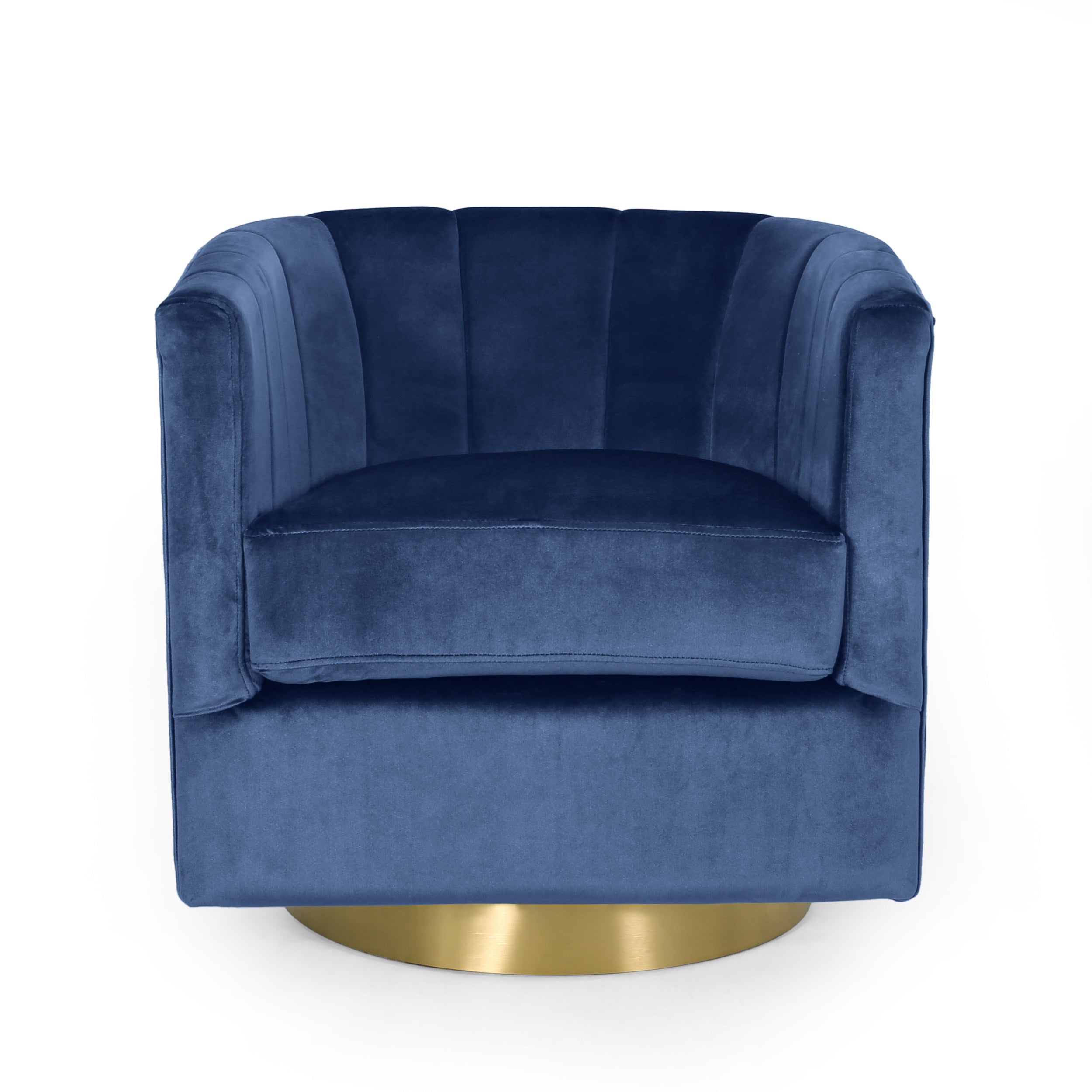 Blairmont Modern Glam Channel Stitch Velvet Swivel Club Chair