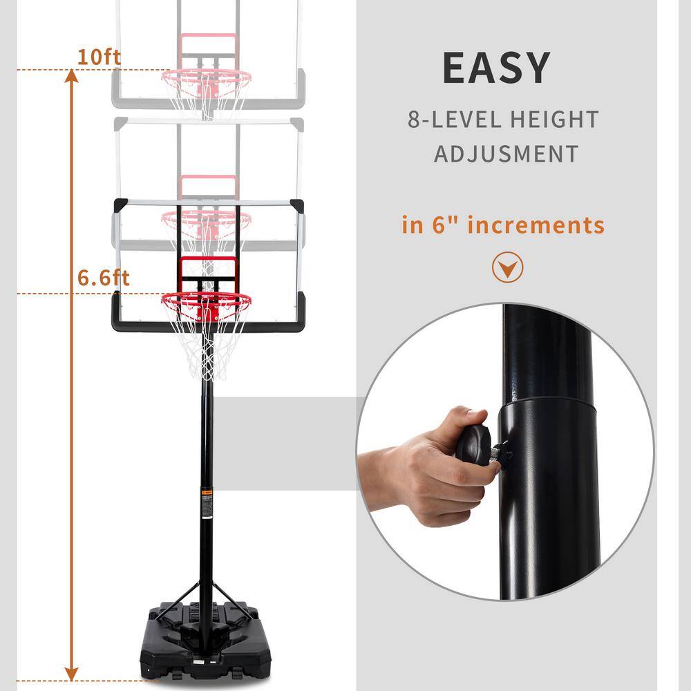 TIRAMISUBEST Portable Basketball HoopGoal with 6.6 ft. to 10 ft. H Adjustment for Youth and Adults MS1XY96479AAJ-C