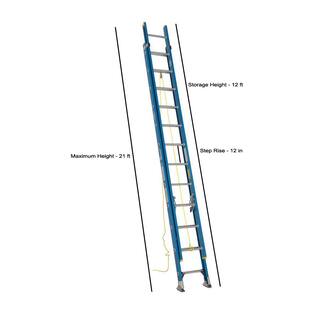 Werner 24 ft. Fiberglass D-Rung Extension Ladder with 250 lb. Load Capacity Type I Duty Rating D6024-2