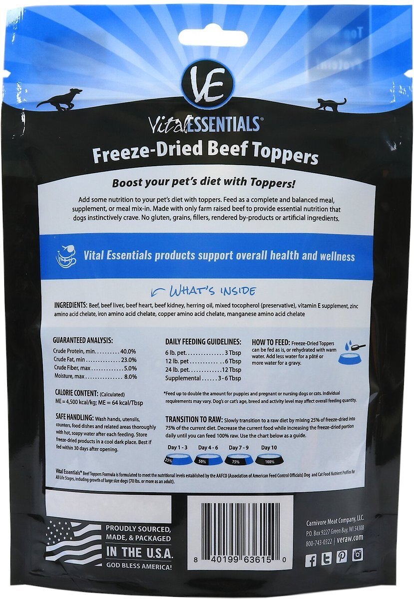 Vital Essentials Beef Freeze-Dried Raw Grain-Free Dog and Cat Food Topper