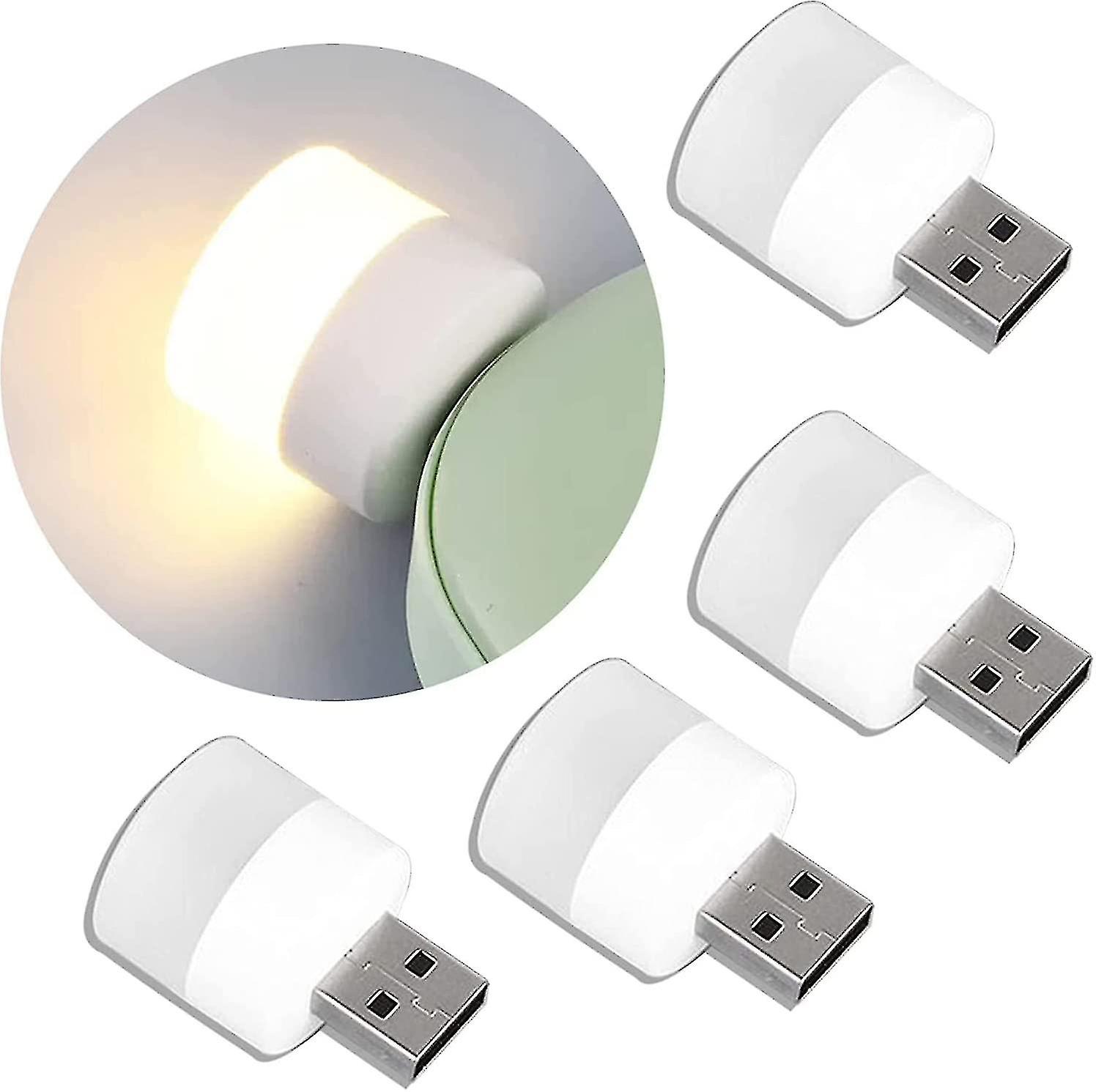 4 Pcs Usb Lights By Night， Mini Led Bulb， Plug-in， Warm White， Compact， Ideal For Bedroom， Bathroom，