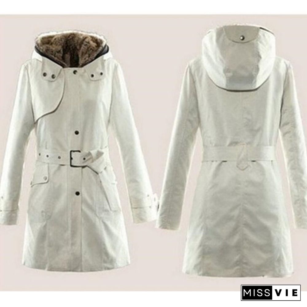 Winter Women's Fur Hood Coats Jacket Women Long Loose Warm Cotton-padded Parka Outerwear Snow Wear