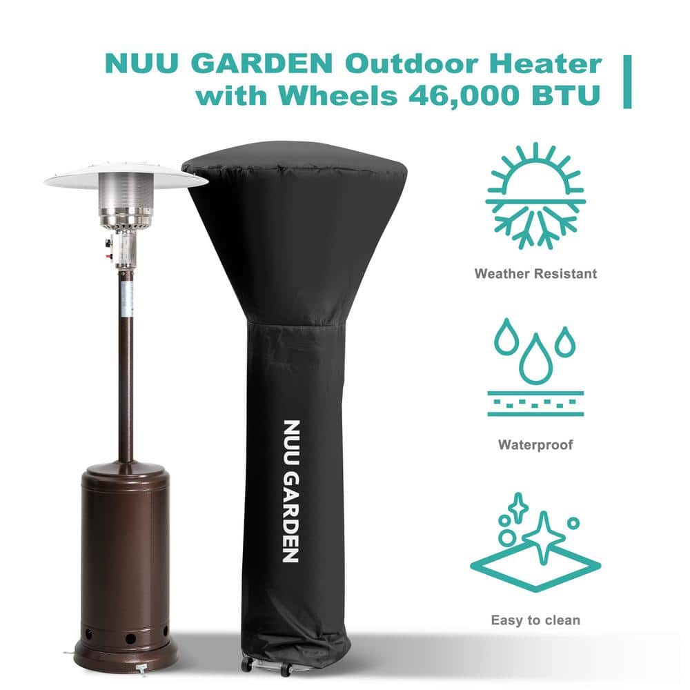 Nuu Garden 46,000 BTU Bronze Steel Propane Gas Patio Heater with PVC Protect Cover AH003-C