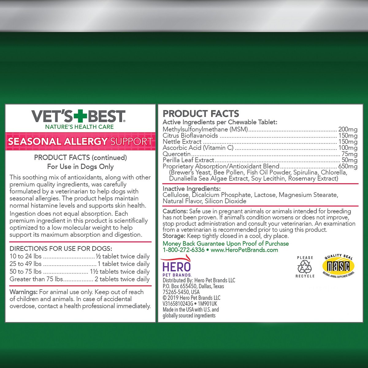 Vet's Best Chewable Tablets Allergy Supplement for Dogs