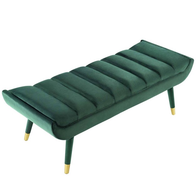 Guess Channel Tufted Performance Velvet Accent Bench Green Modway