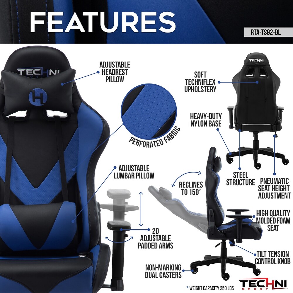 PC Gaming Chair Large Size High Back  Ergonomic PU Leather Office Chair  Executive Chair Lumbar Support with Adjustable Armrests