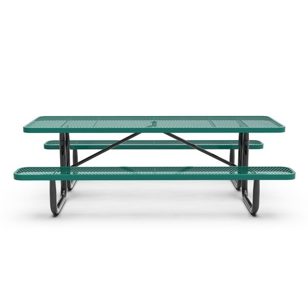 Commercial Grade Expanded Mesh Metal Outdoor Picnic Table with Anchors