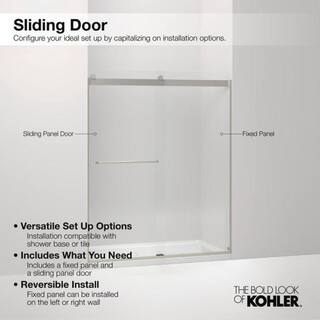 KOHLER Pleat 59.625 in. x 63.5625 in. Frameless Sliding Bathtub Door in Matte Black with Crystal Clear Glass K-707602-8L-BL