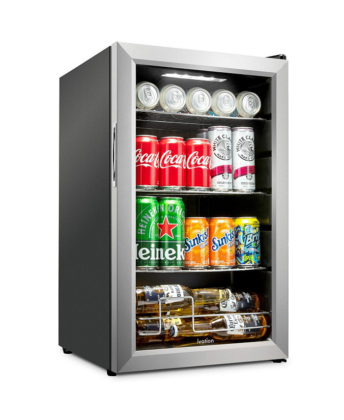 Ivation 101 Can Small Refrigerator and Beverage Cooler Stainless Steel