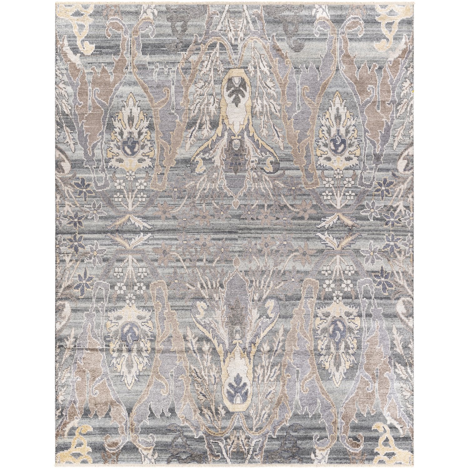 Kushal Hand Knotted Rug in Light Gray